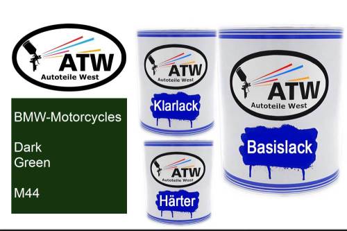 BMW-Motorcycles, Dark Green, M44: 1L Lackdose + 1L Klarlack + 500ml Härter - Set, von ATW Autoteile West.